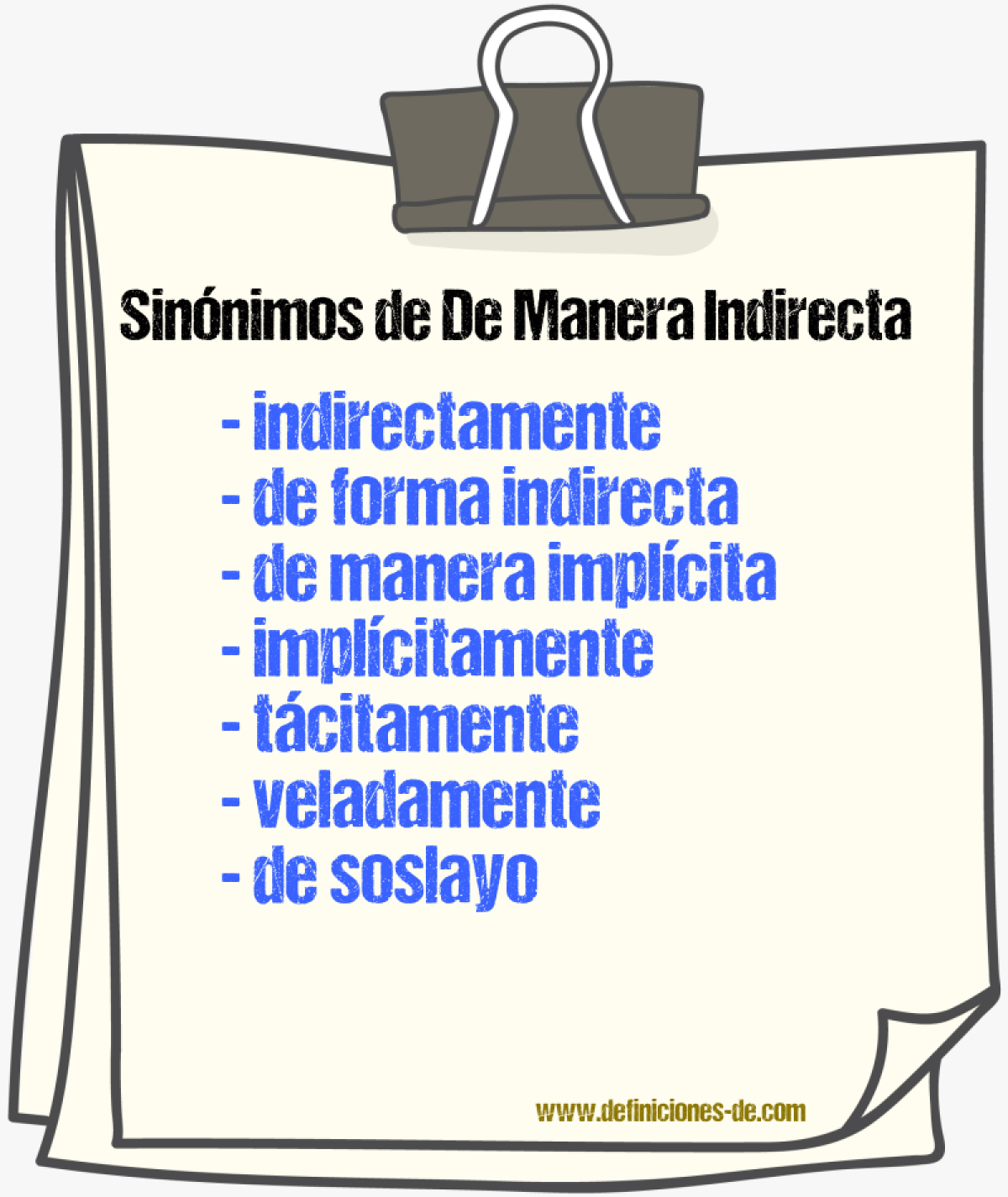 Sinónimos de de manera indirecta