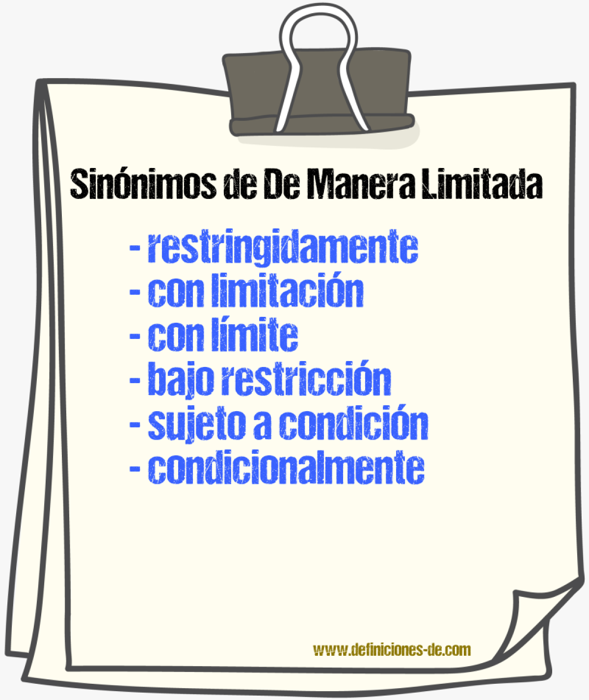 Sinónimos de de manera limitada