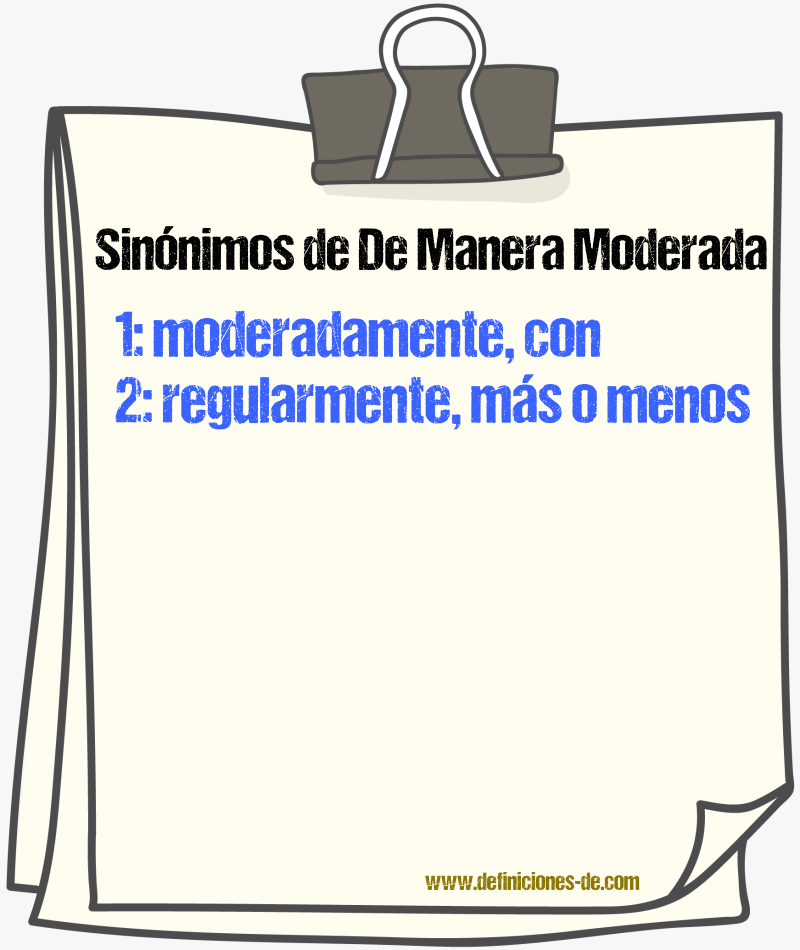 Sinónimos de de manera moderada