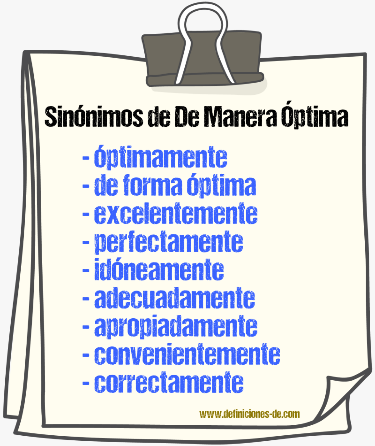Sinónimos de de manera óptima