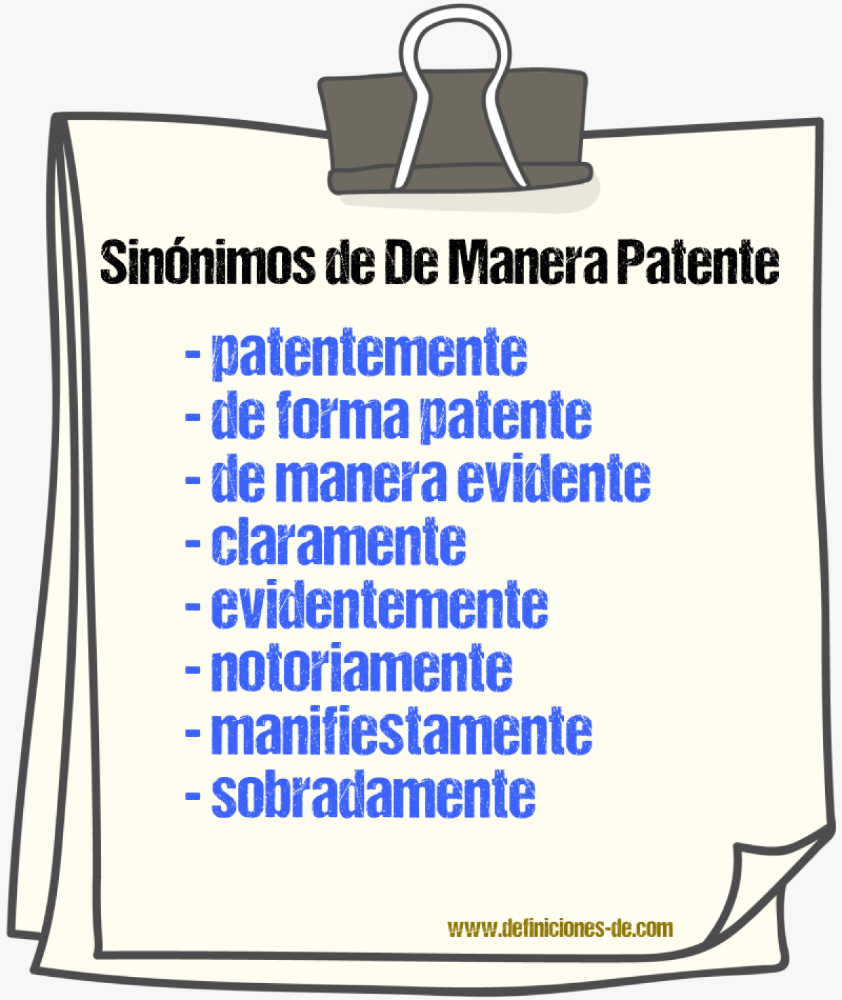 Sinónimos de de manera patente