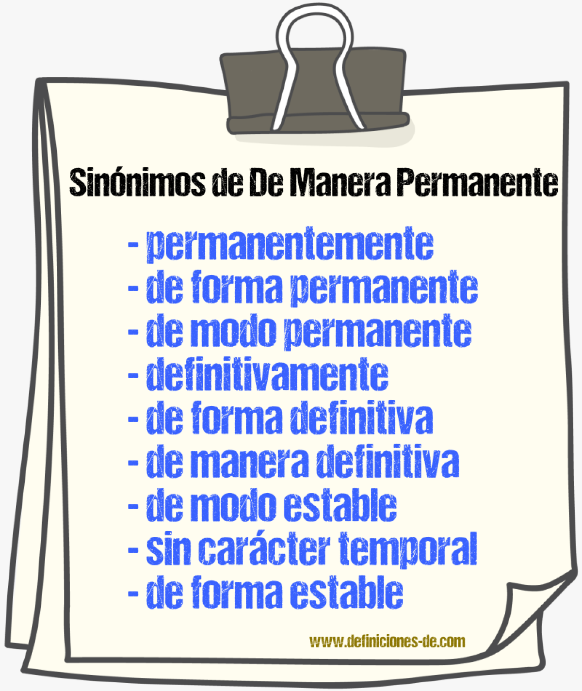 Sinónimos de de manera permanente