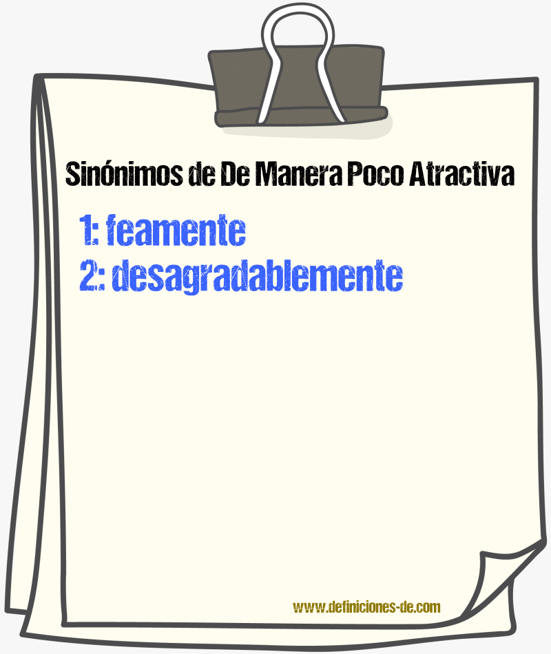 Sinónimos de de manera poco atractiva