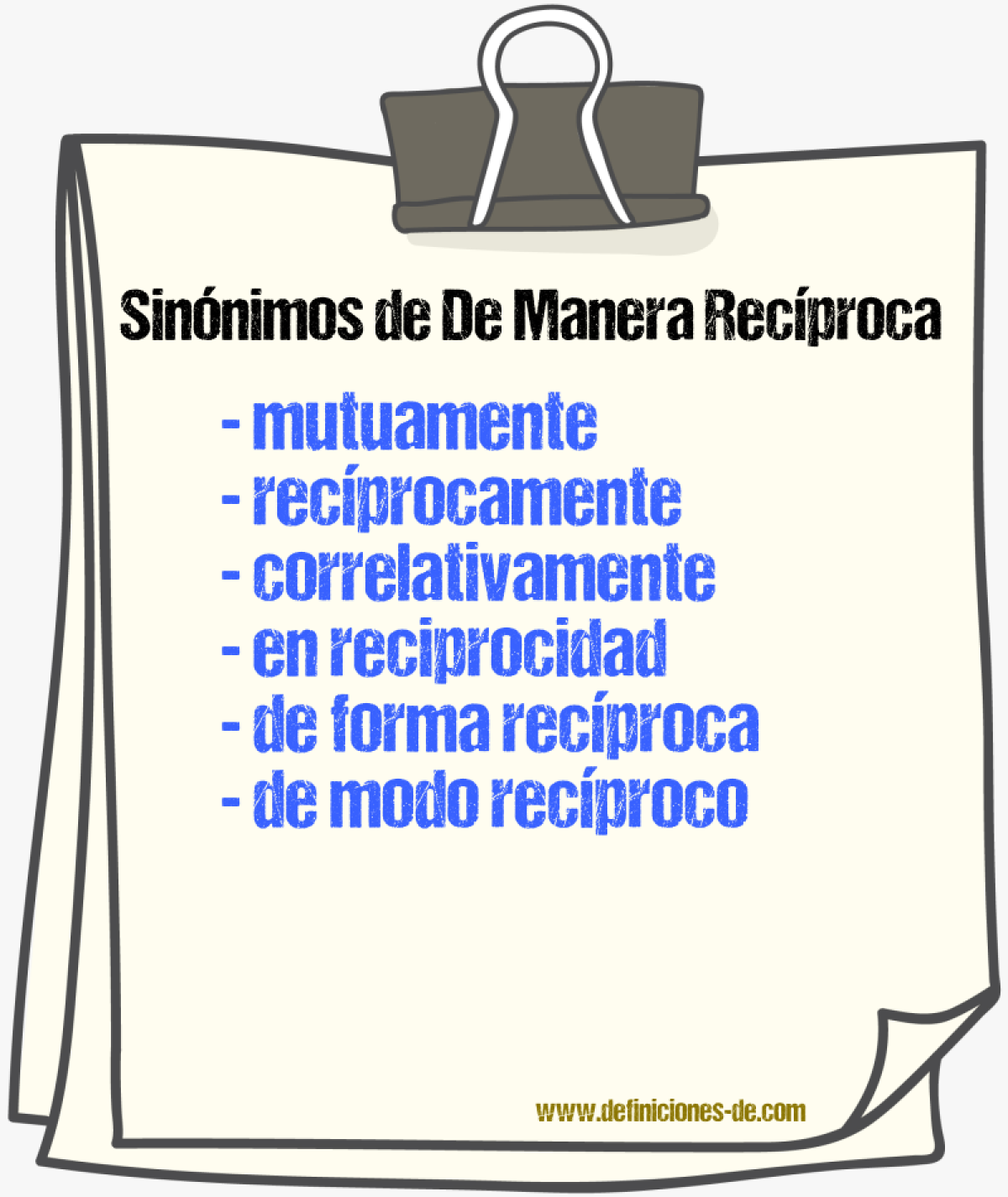 Sinónimos de de manera recíproca