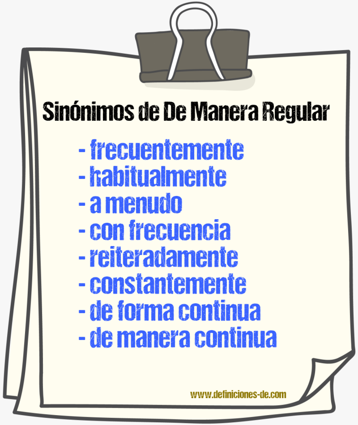 Sinónimos de de manera regular