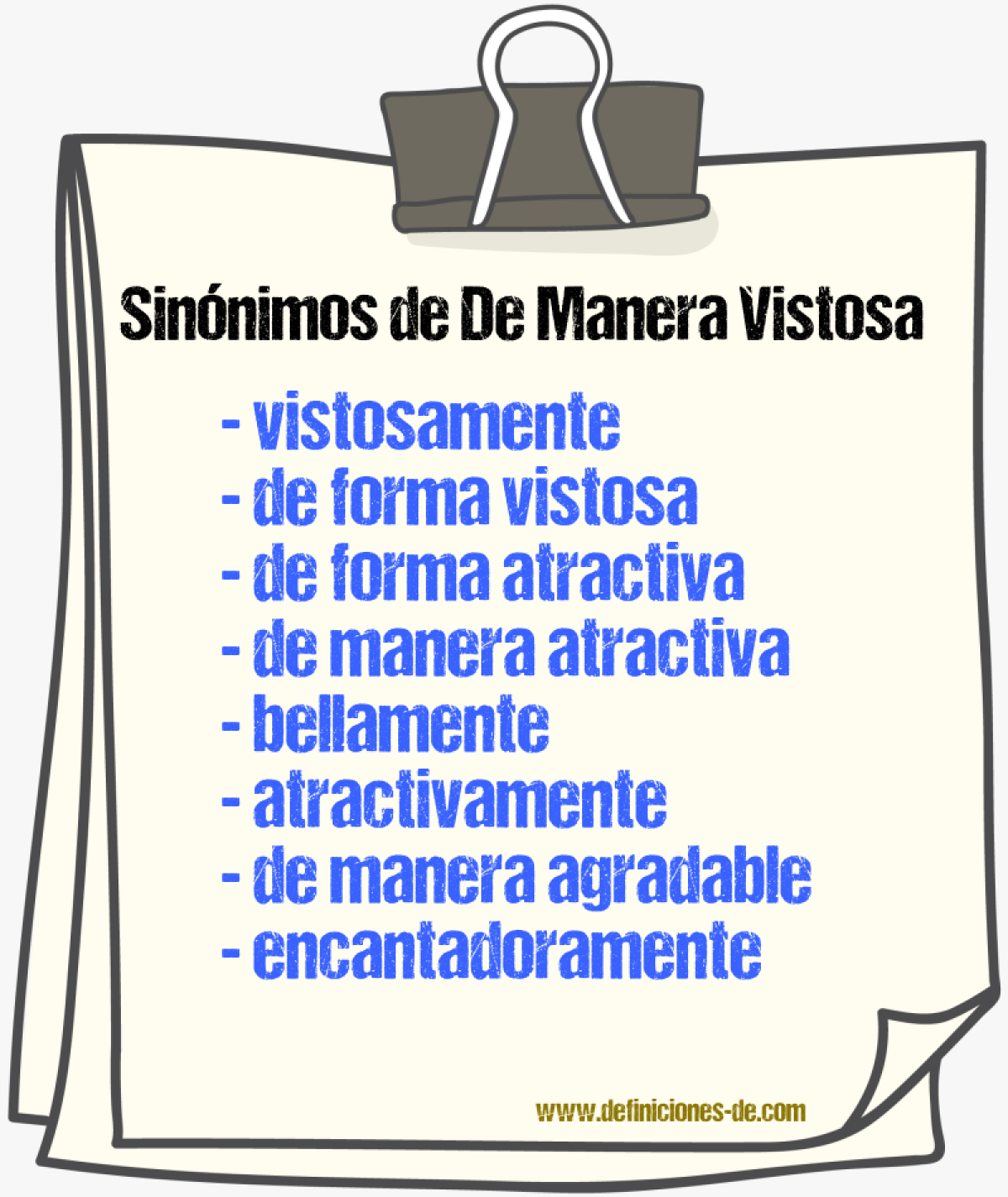 Sinónimos de de manera vistosa