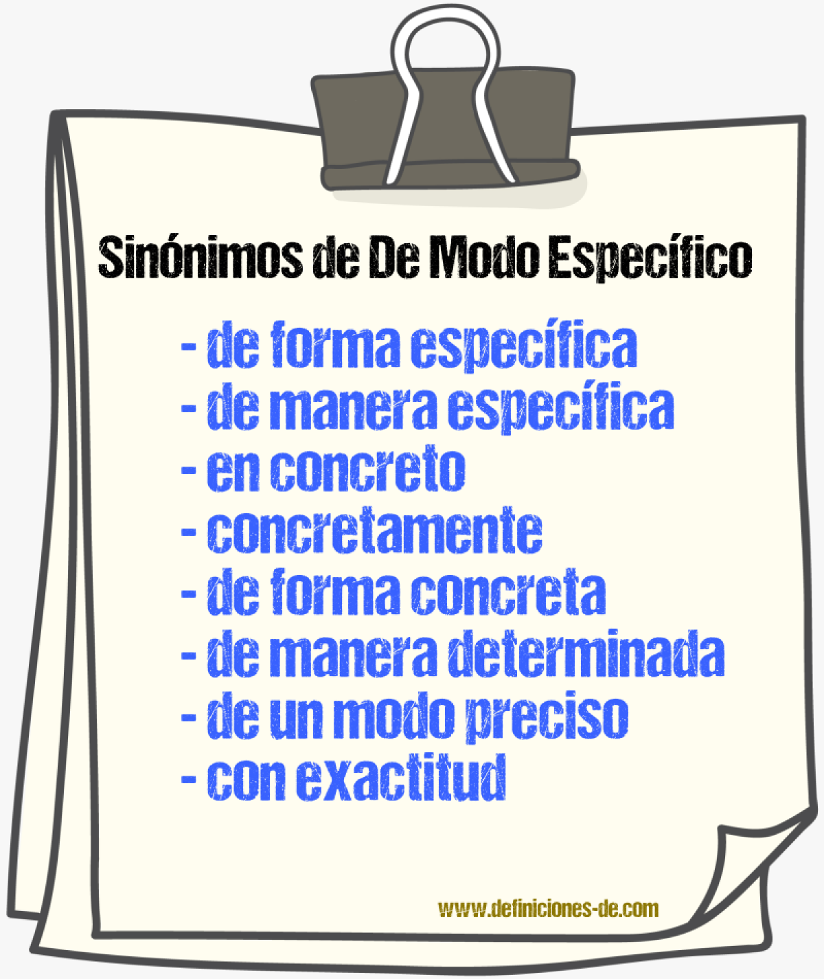 Sinónimos de de modo específico