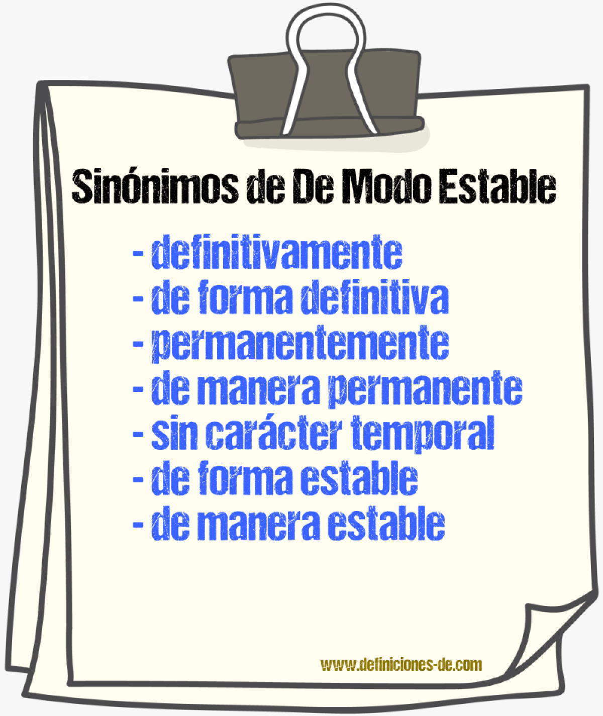 Sinónimos de de modo estable