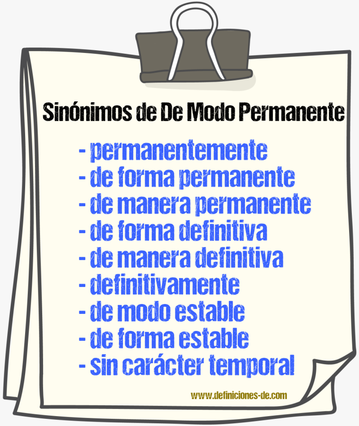 Sinónimos de de modo permanente