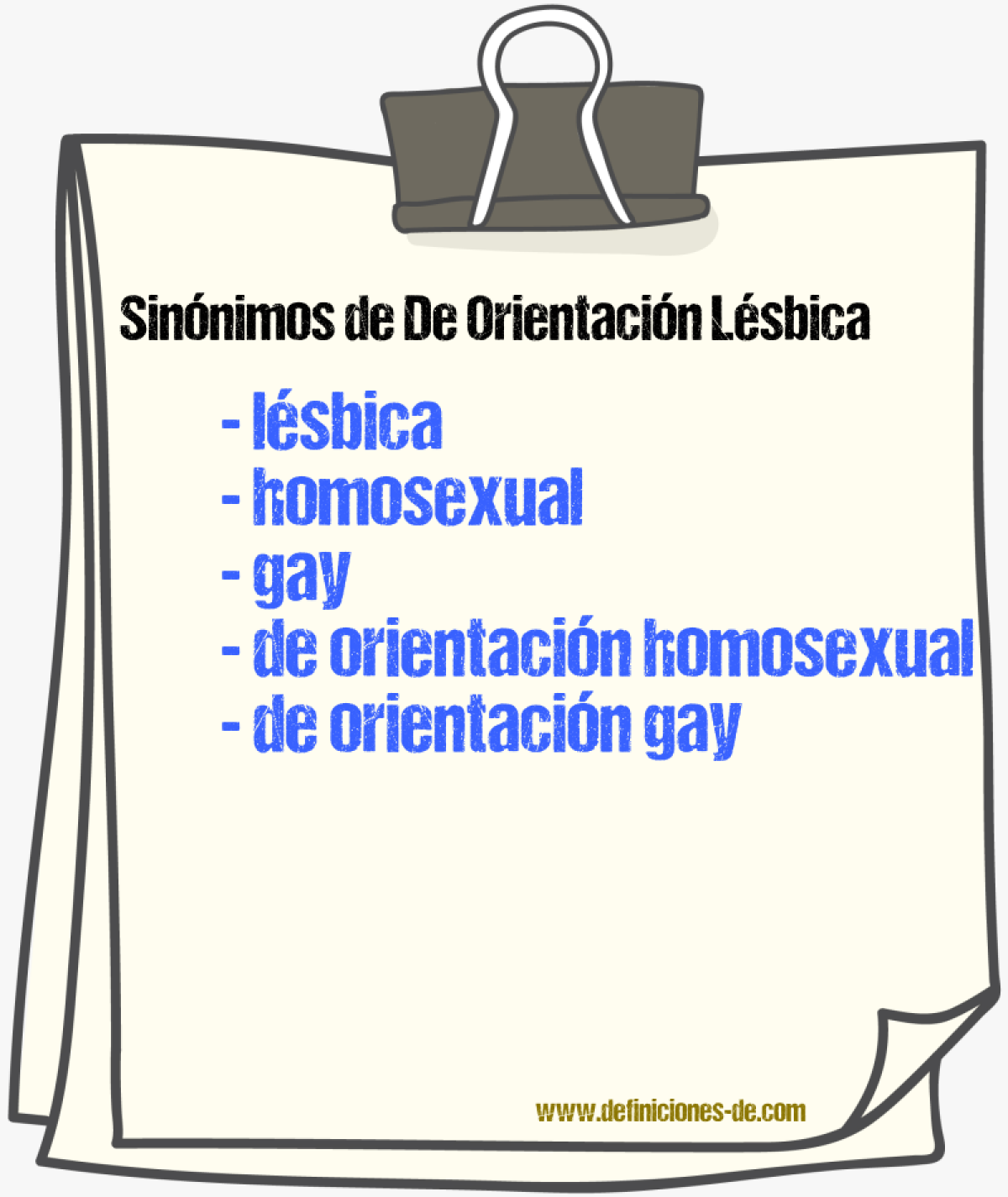 Sinónimos de de orientación lésbica