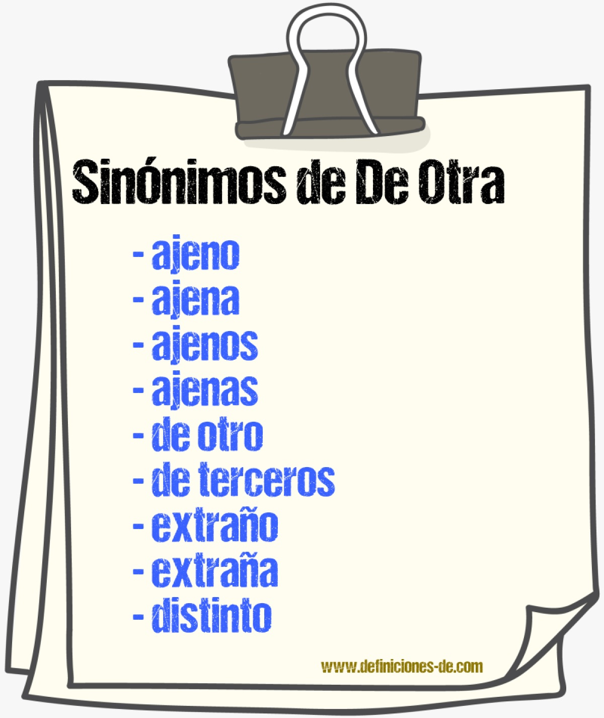Sinónimos de de otra
