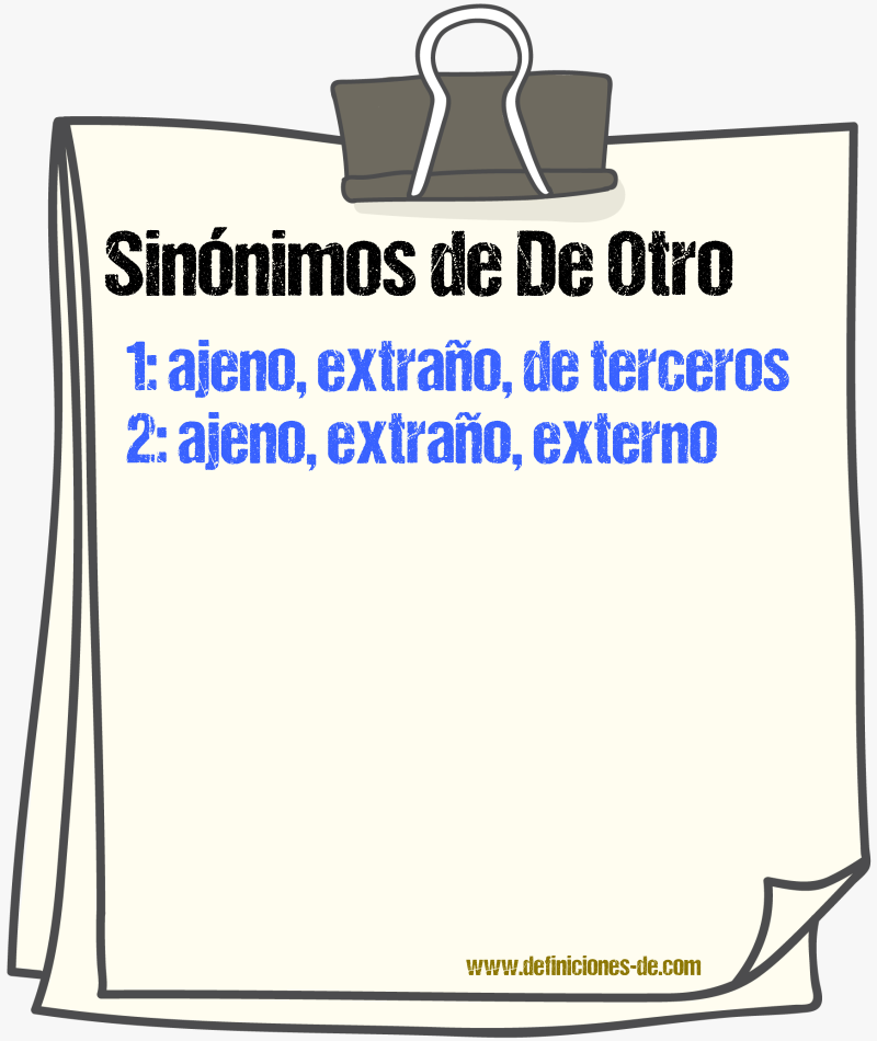 Sinónimos de de otro