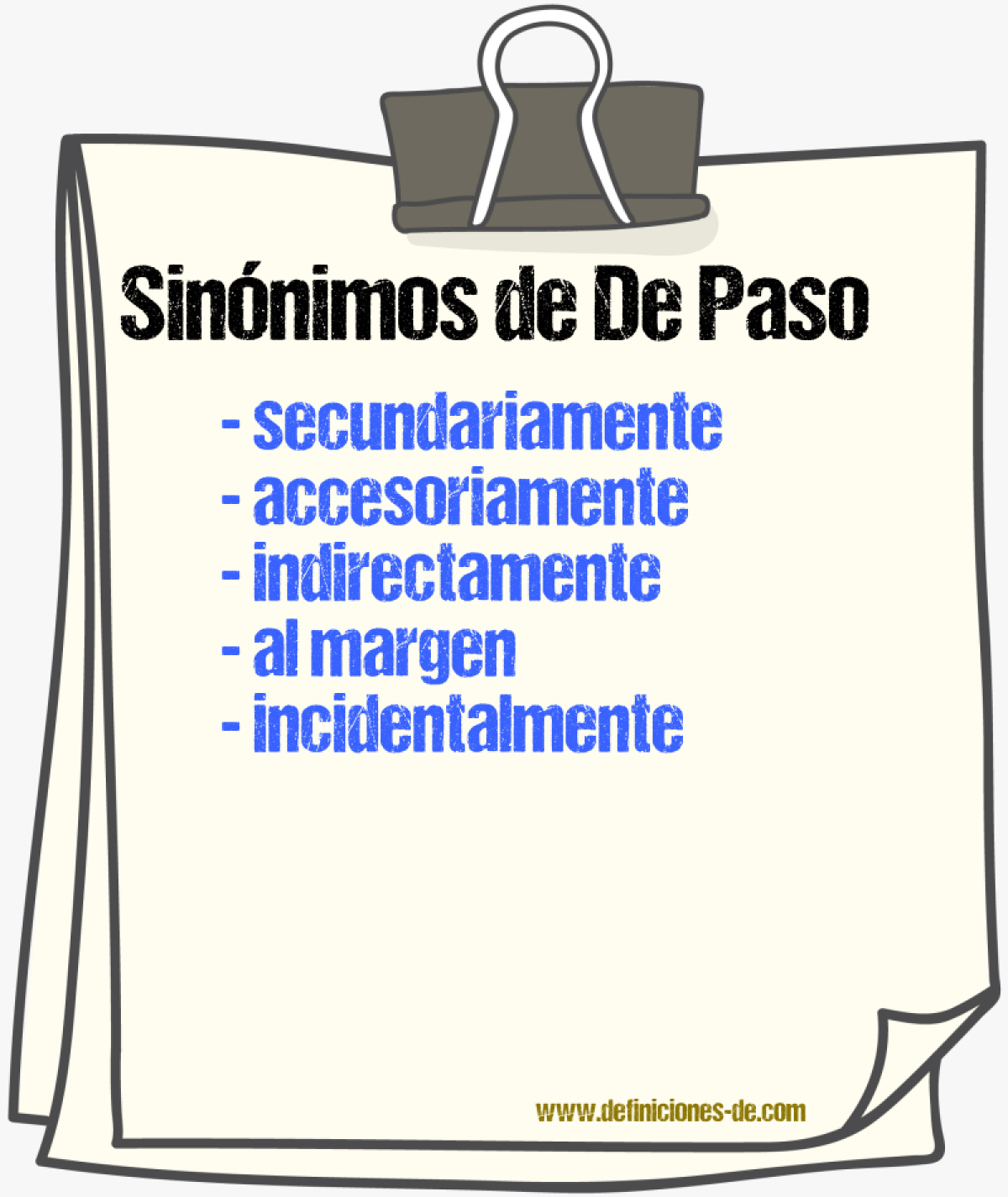 Sinónimos de de paso