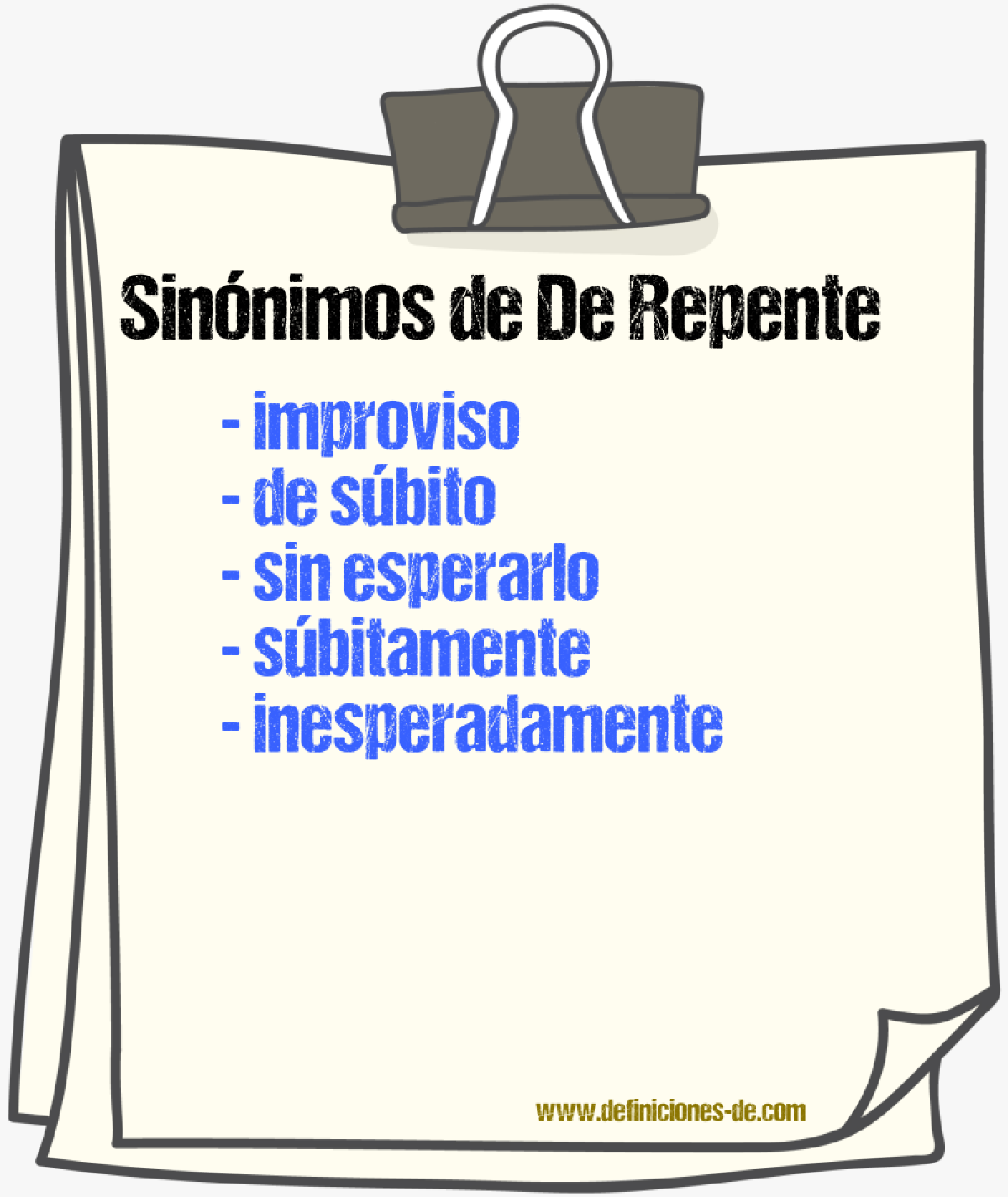 Sinnimos de de repente