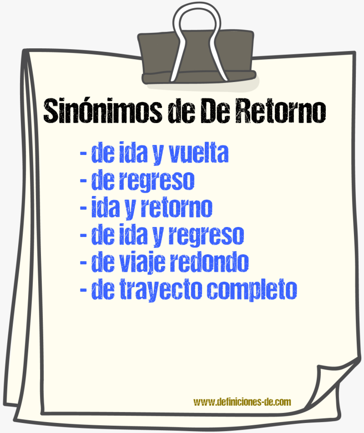 Sinónimos de de retorno