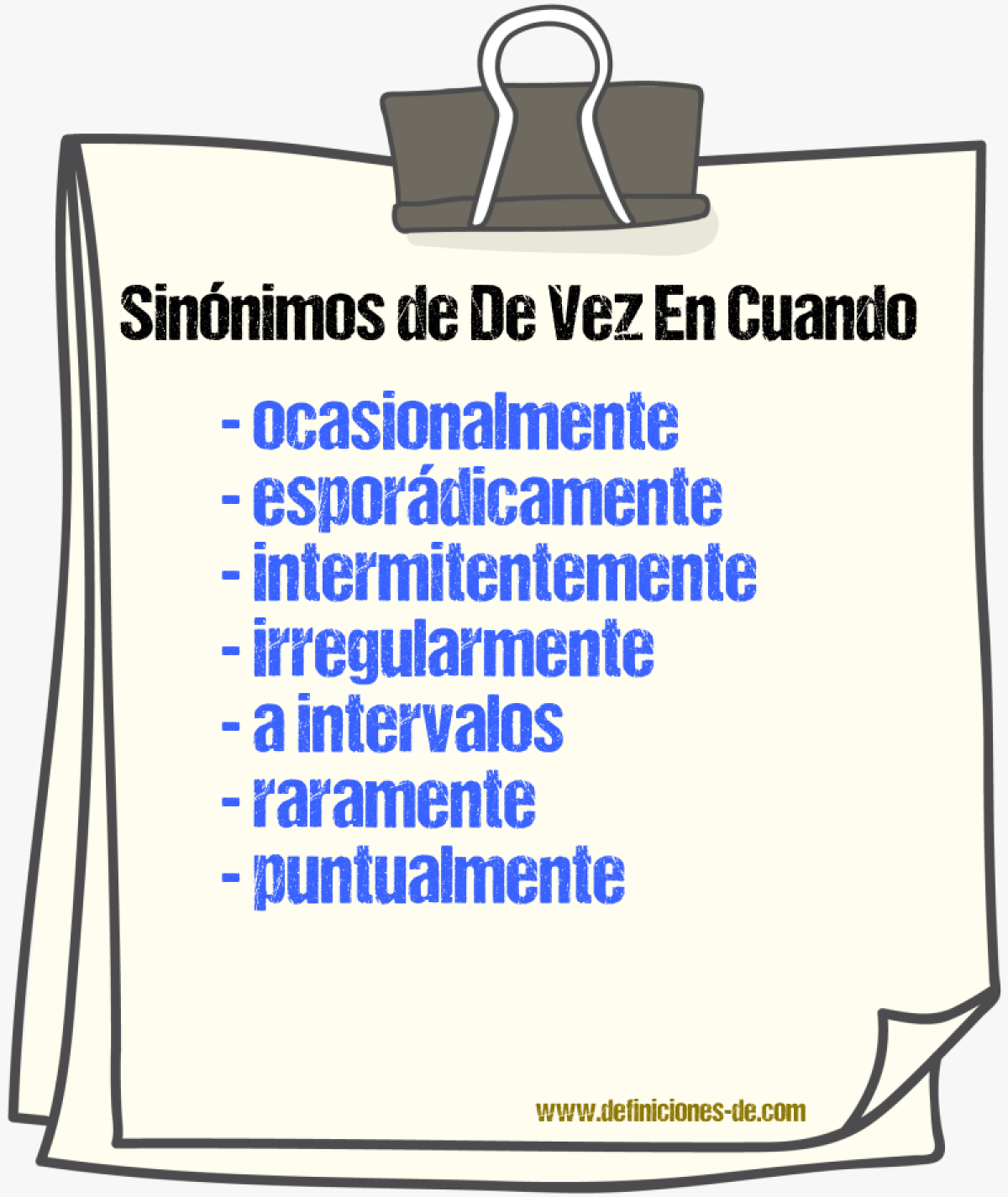 Sinónimos de de vez en cuando