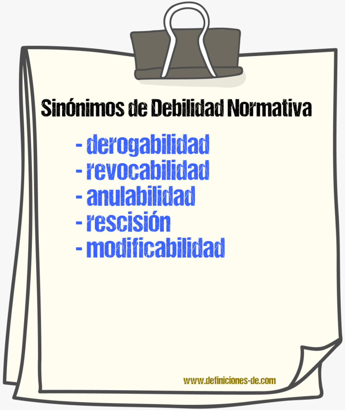 Sinónimos de debilidad normativa