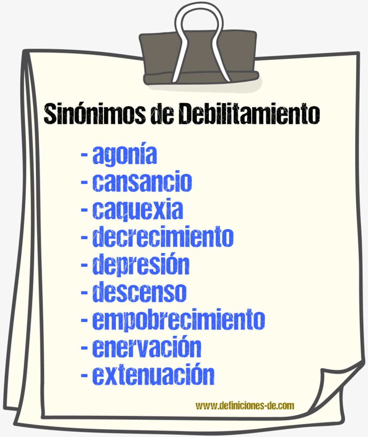 Sinnimos de debilitamiento