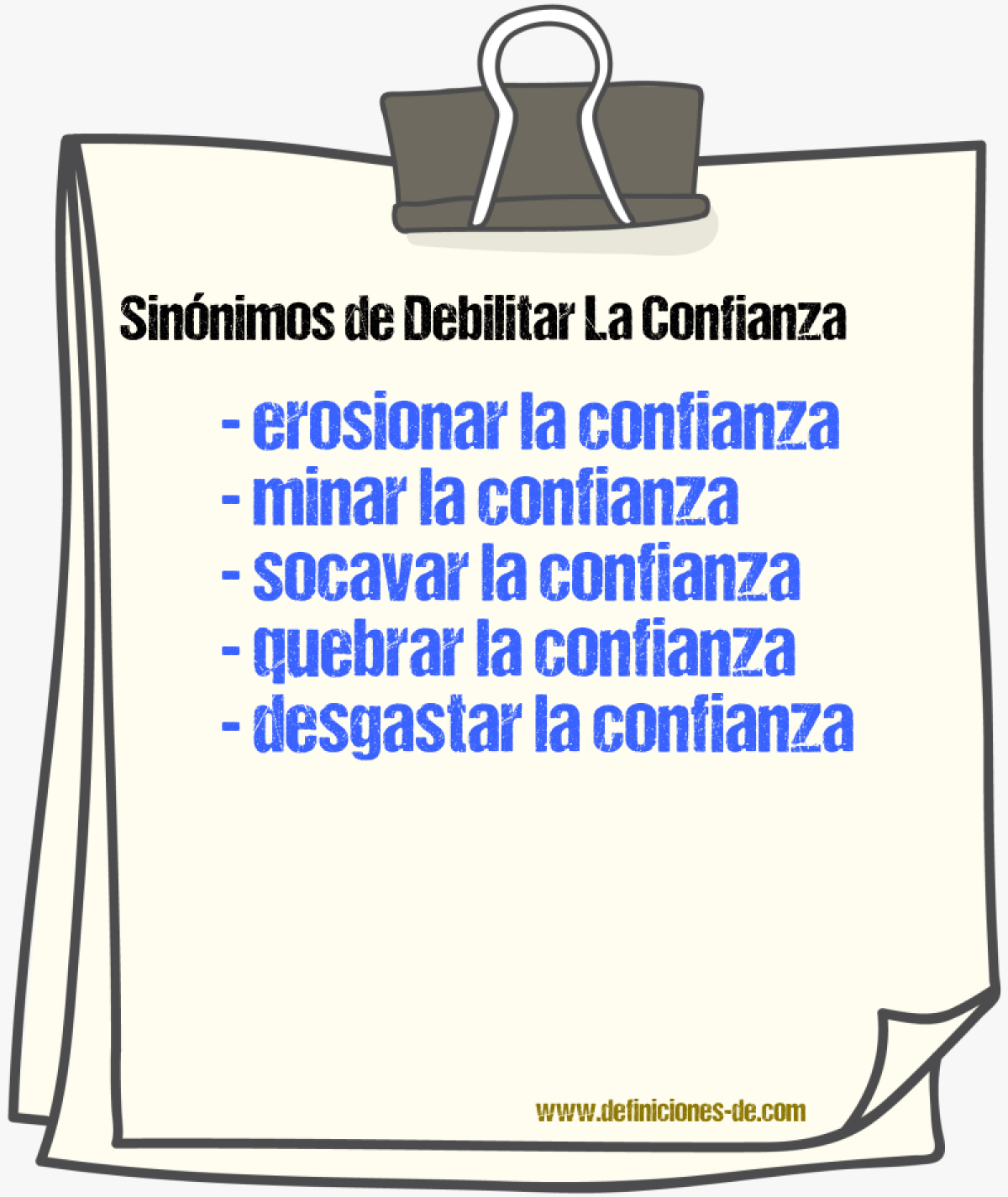 Sinónimos de debilitar la confianza