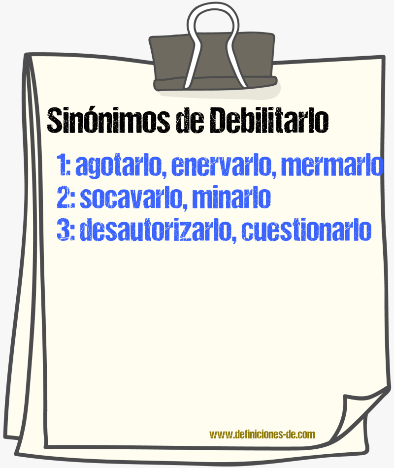 Sinónimos de debilitarlo