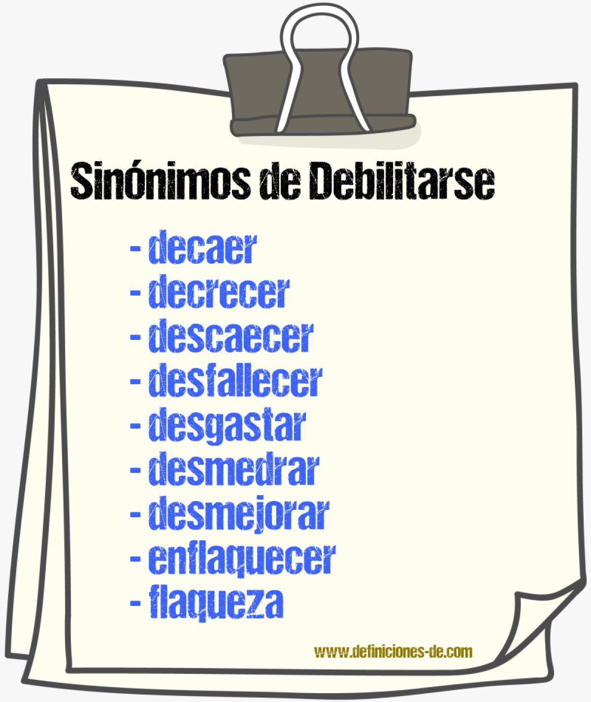 Sinnimos de debilitarse