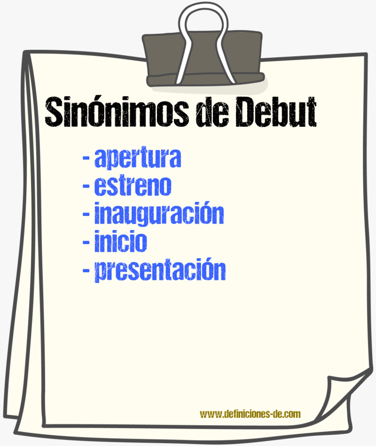 Sinnimos de debut