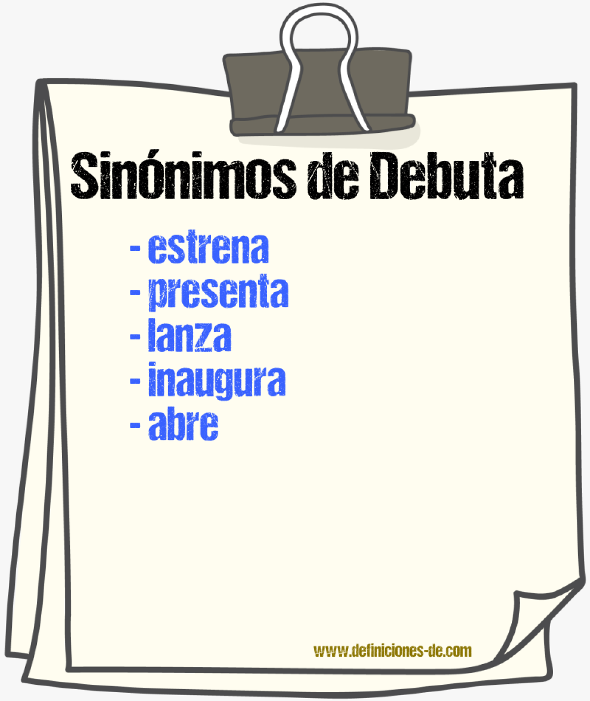 Sinónimos de debuta