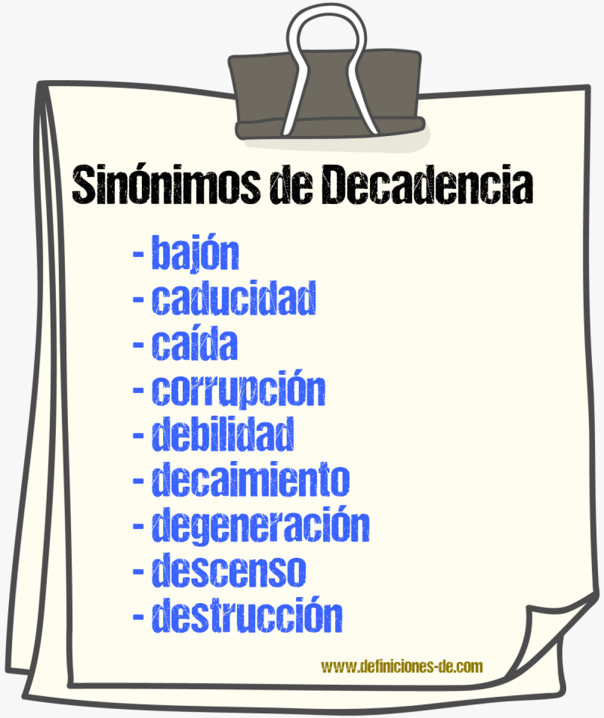 Sinnimos de decadencia