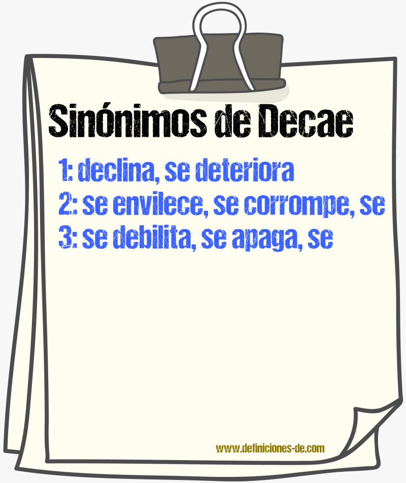 Sinónimos de decae