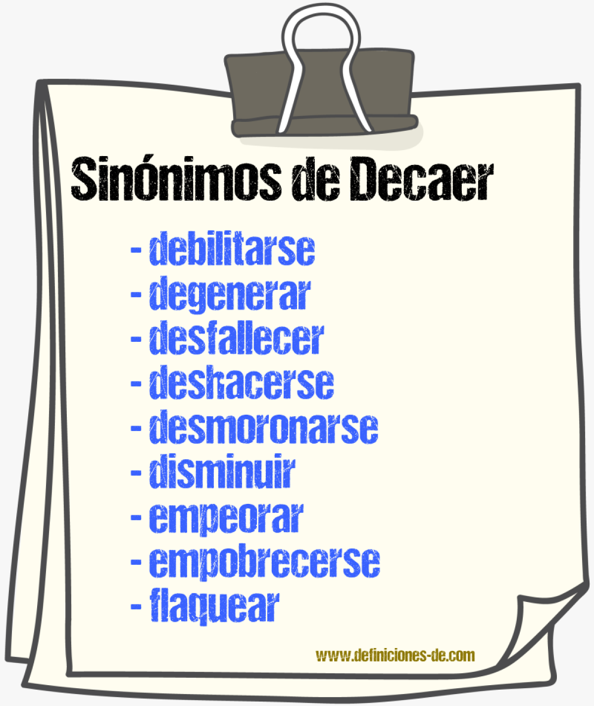 Sinnimos de decaer