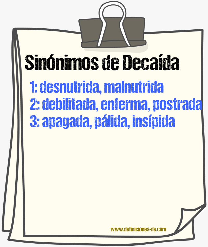 Sinónimos de decaída