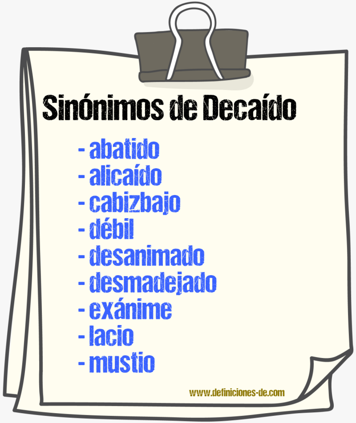 Sinónimos de «decaído»