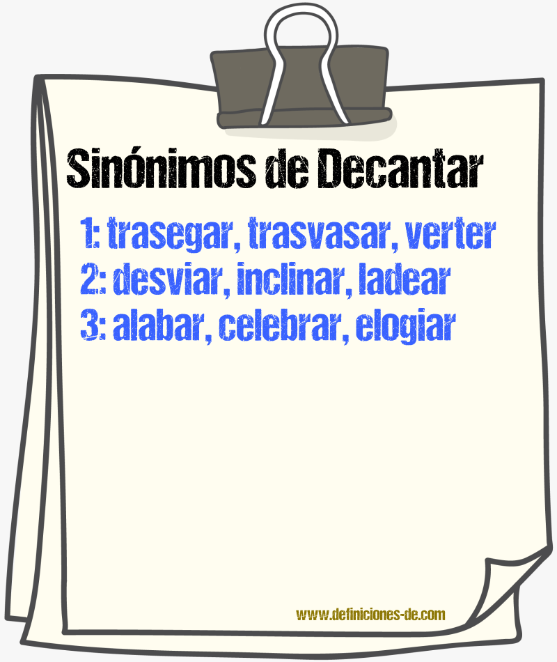 Sinnimos de decantar