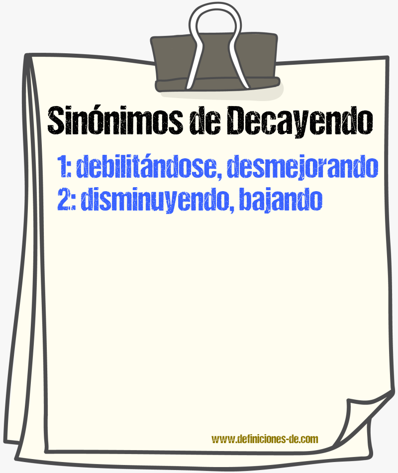 Sinónimos de decayendo