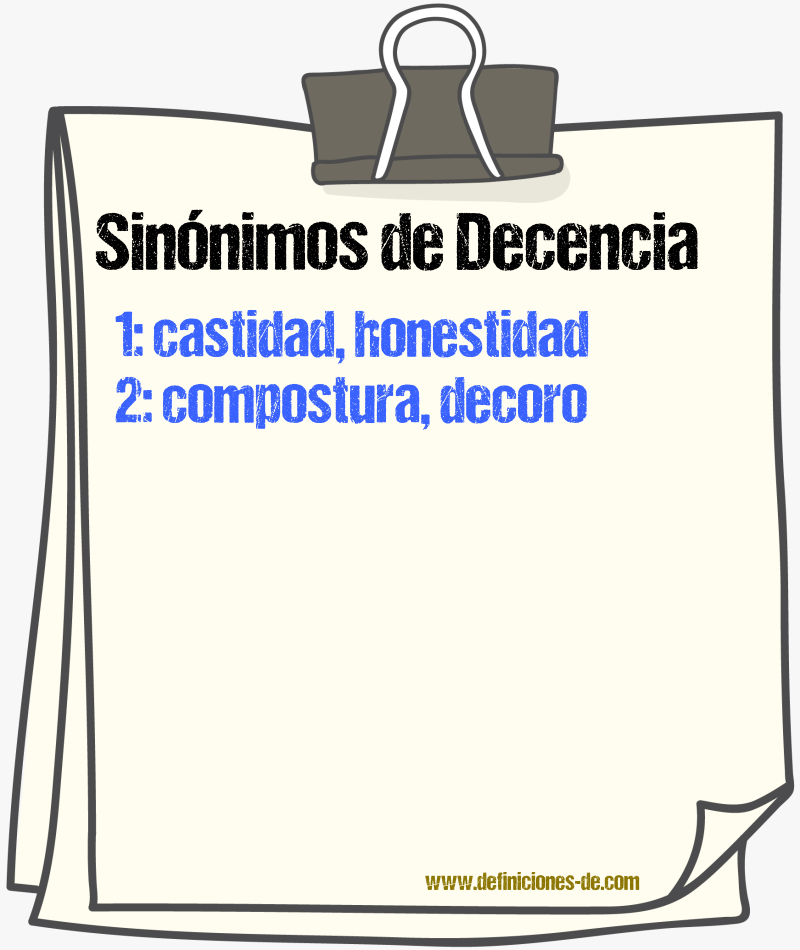 Sinnimos de decencia