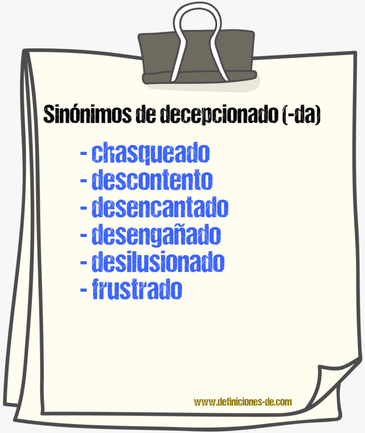 Sinnimos de decepcionado