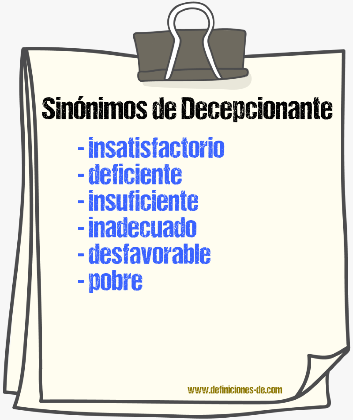 Sinónimos de decepcionante