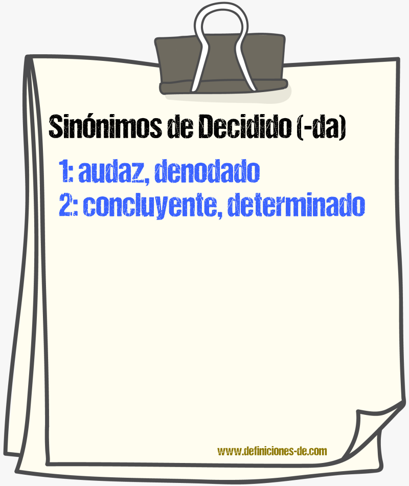 Sinnimos de decidido