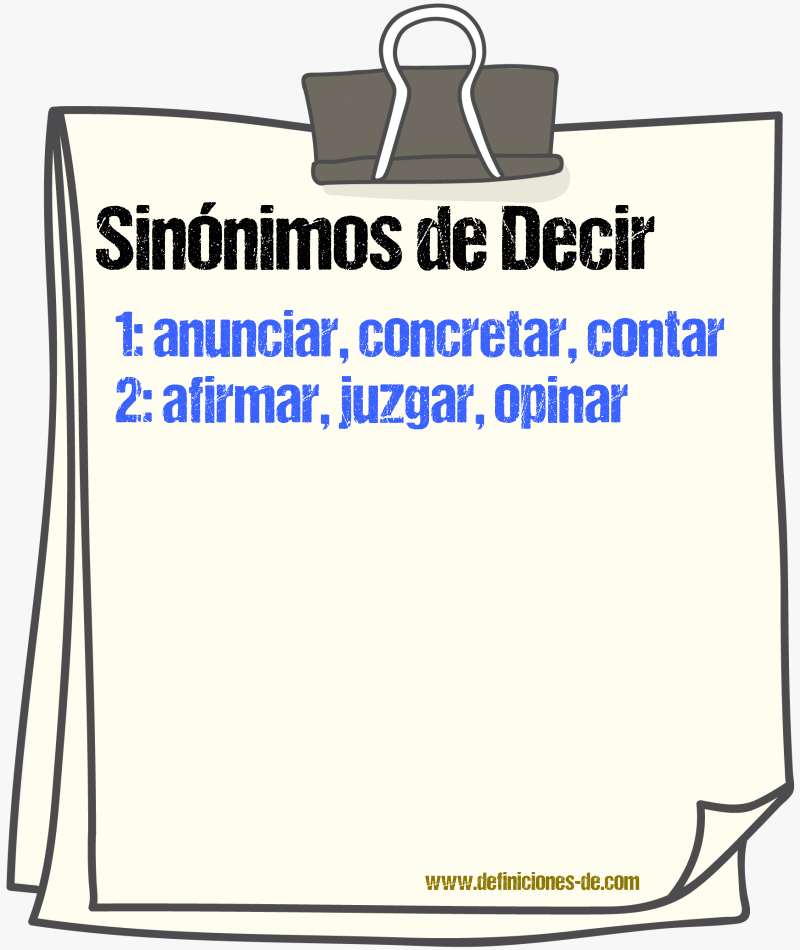 Sinnimos de decir