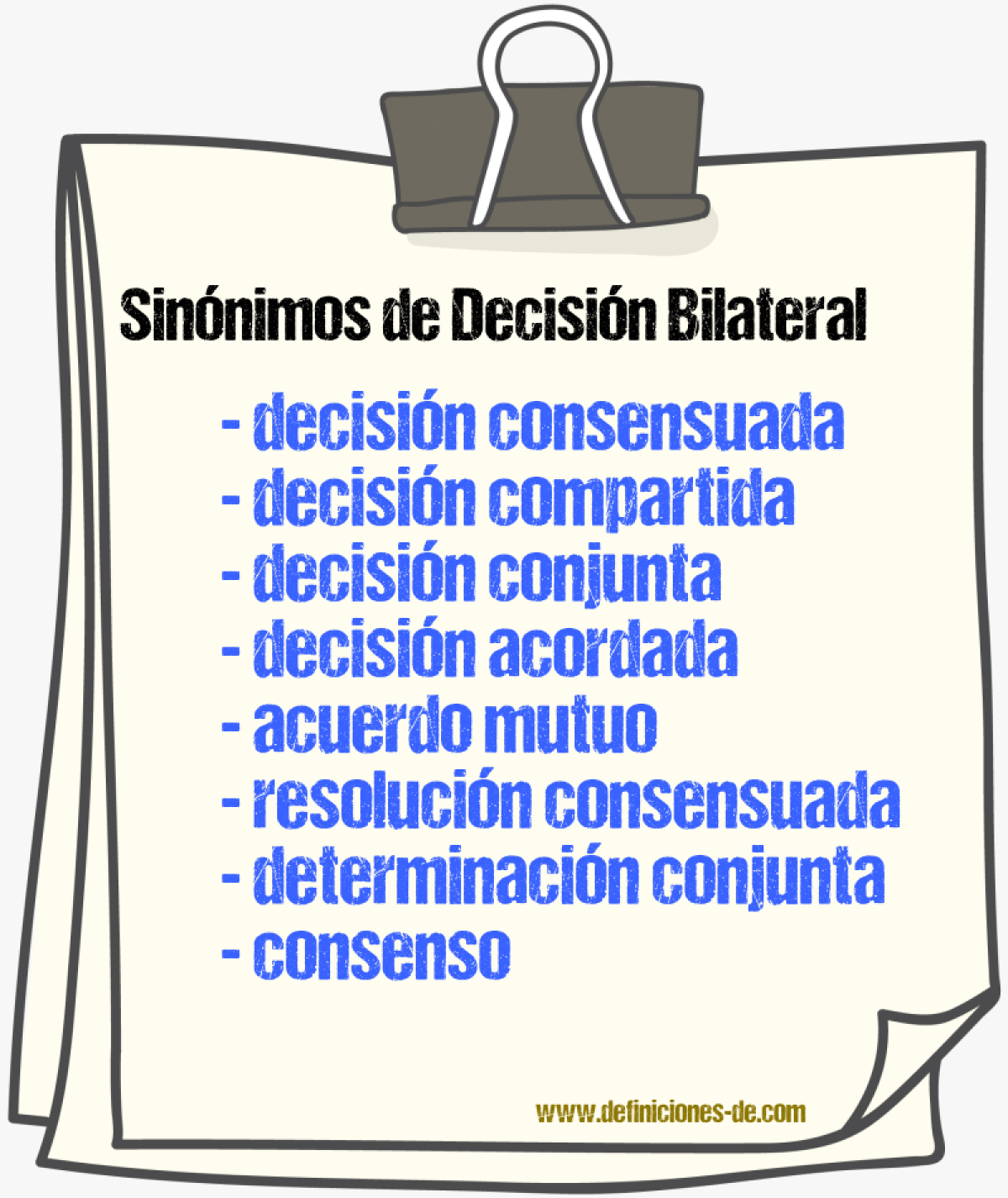 Sinónimos de decisión bilateral