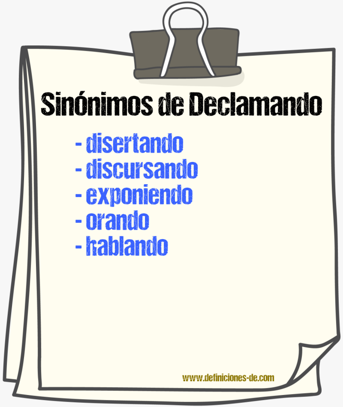 Sinónimos de declamando