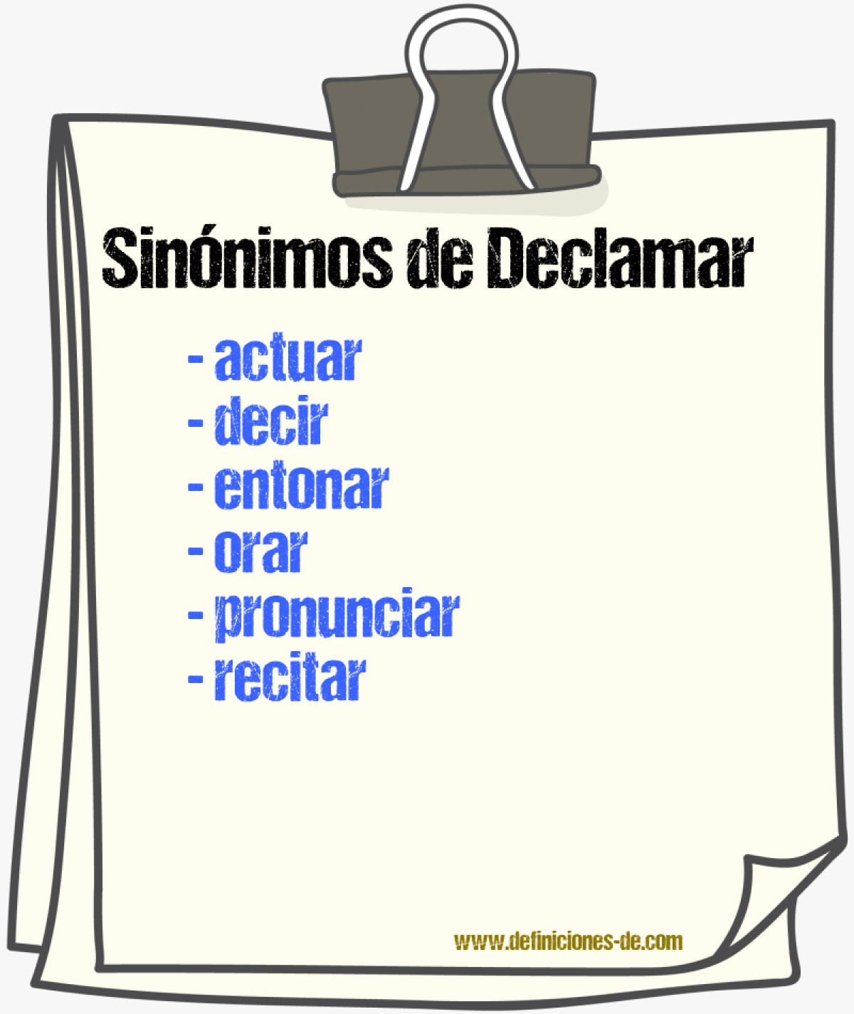 Sinnimos de declamar