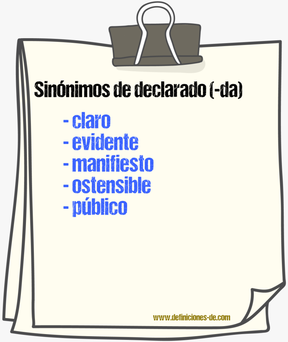 Sinnimos de declarado