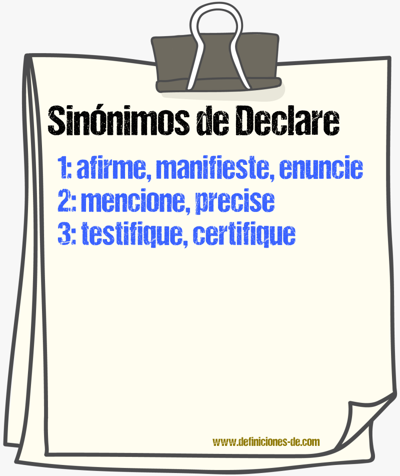 Sinónimos de declare