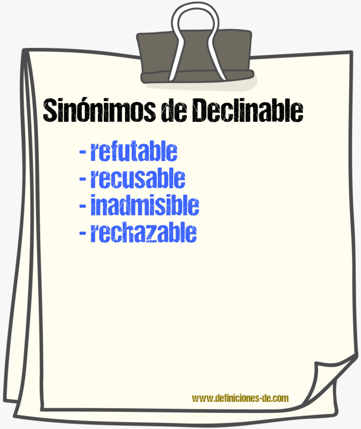 Sinnimos de declinable