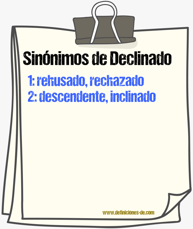 Sinónimos de declinado