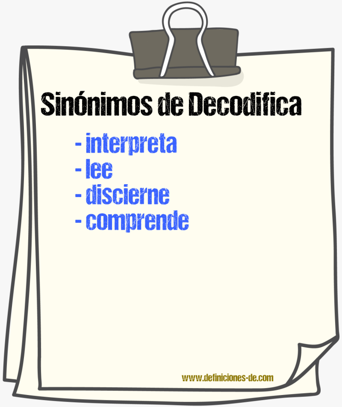 Sinónimos de decodifica