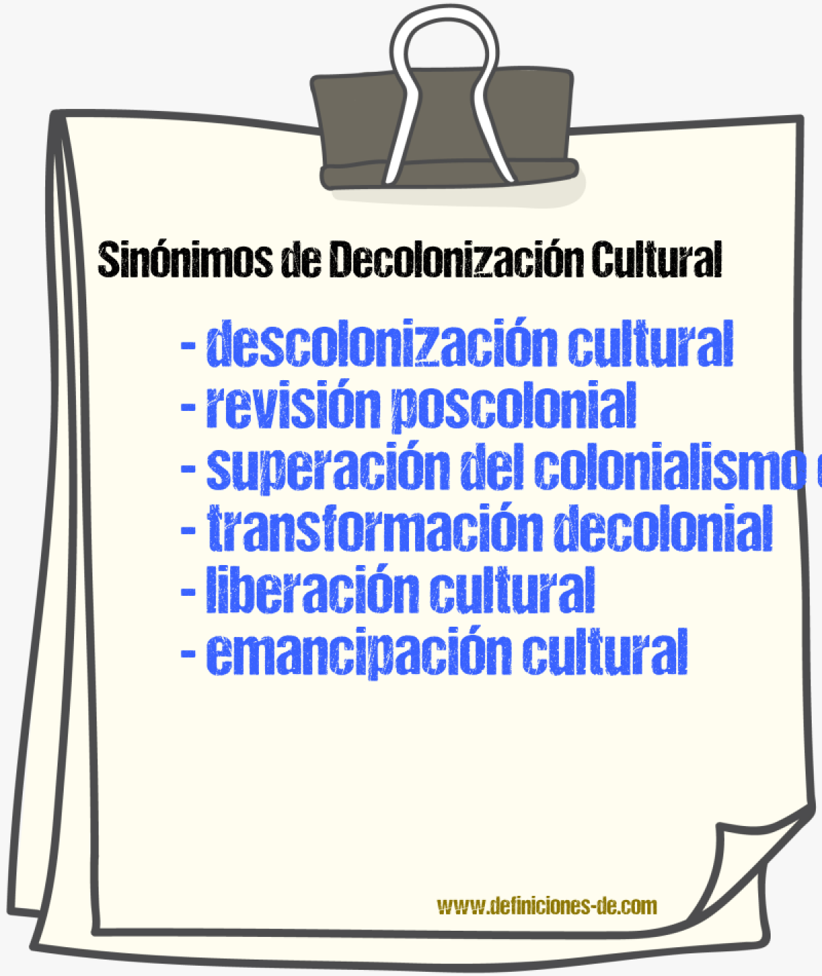 Sinónimos de decolonización cultural