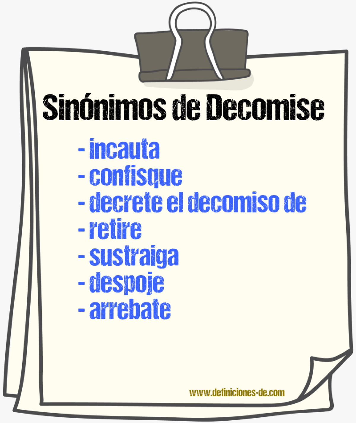 Sinónimos de decomise