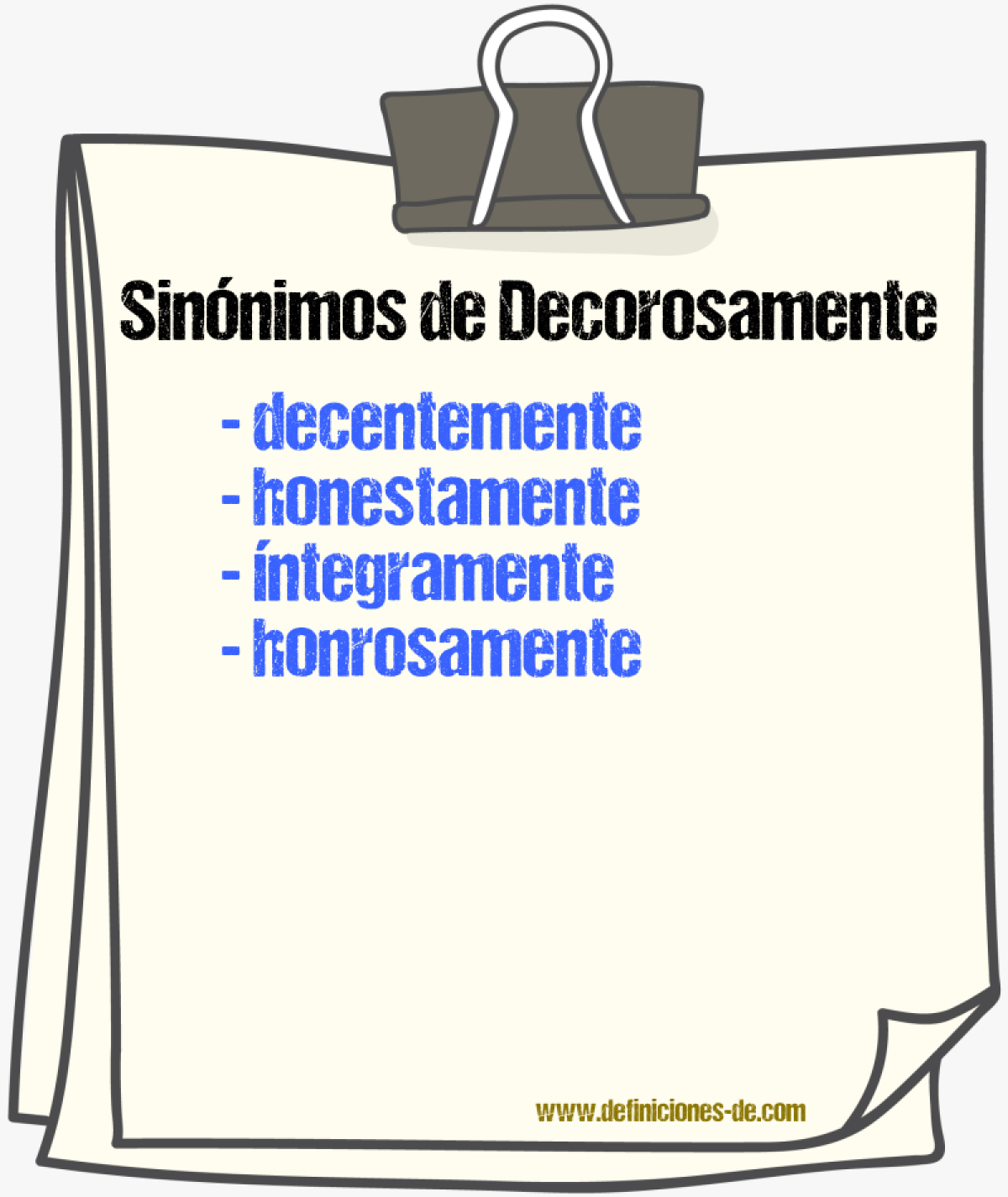 Sinnimos de decorosamente